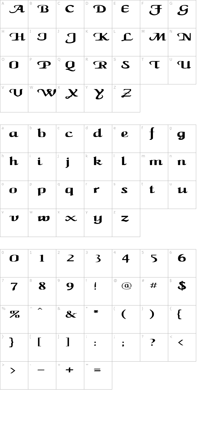 maidenwordextended character map