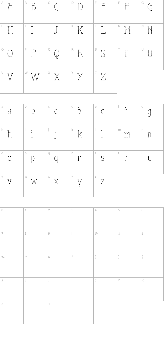 Maiers Nr.21 Pro Light character map