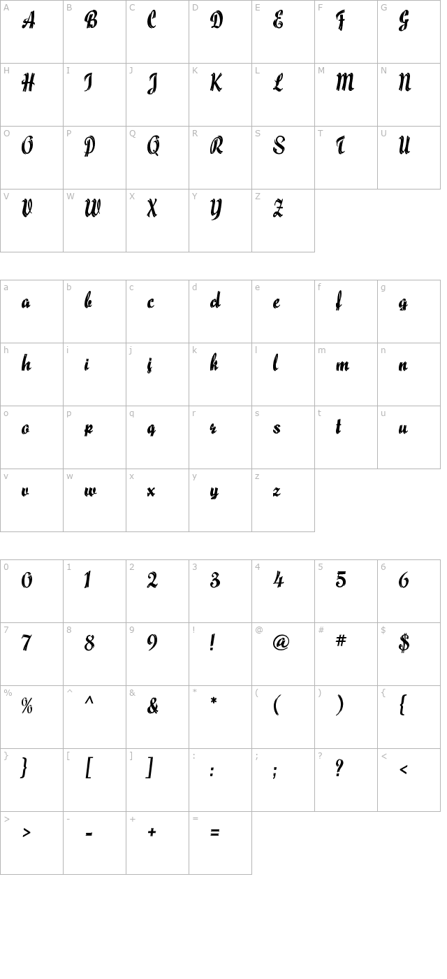 Maize Regular character map