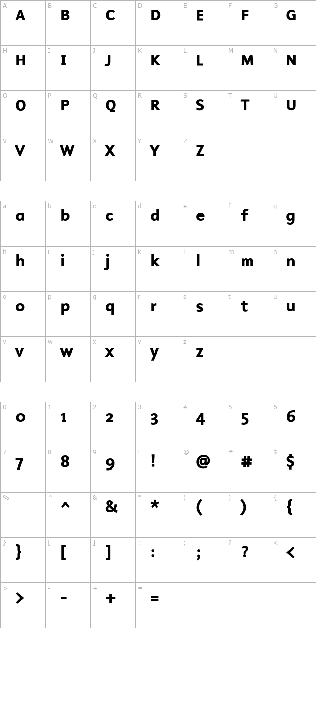 MalcomBold character map