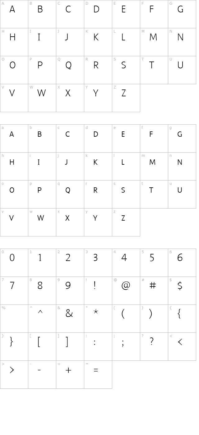 MalcomExpertLight character map