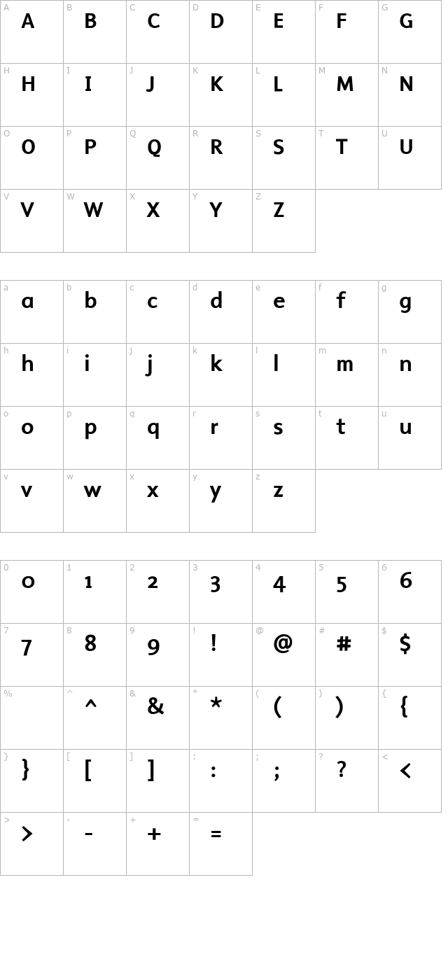 MalcomMedium character map