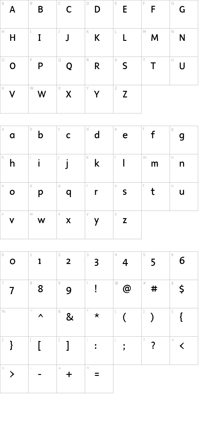 MalcomRegular character map