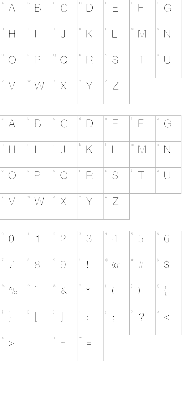 man-thin character map