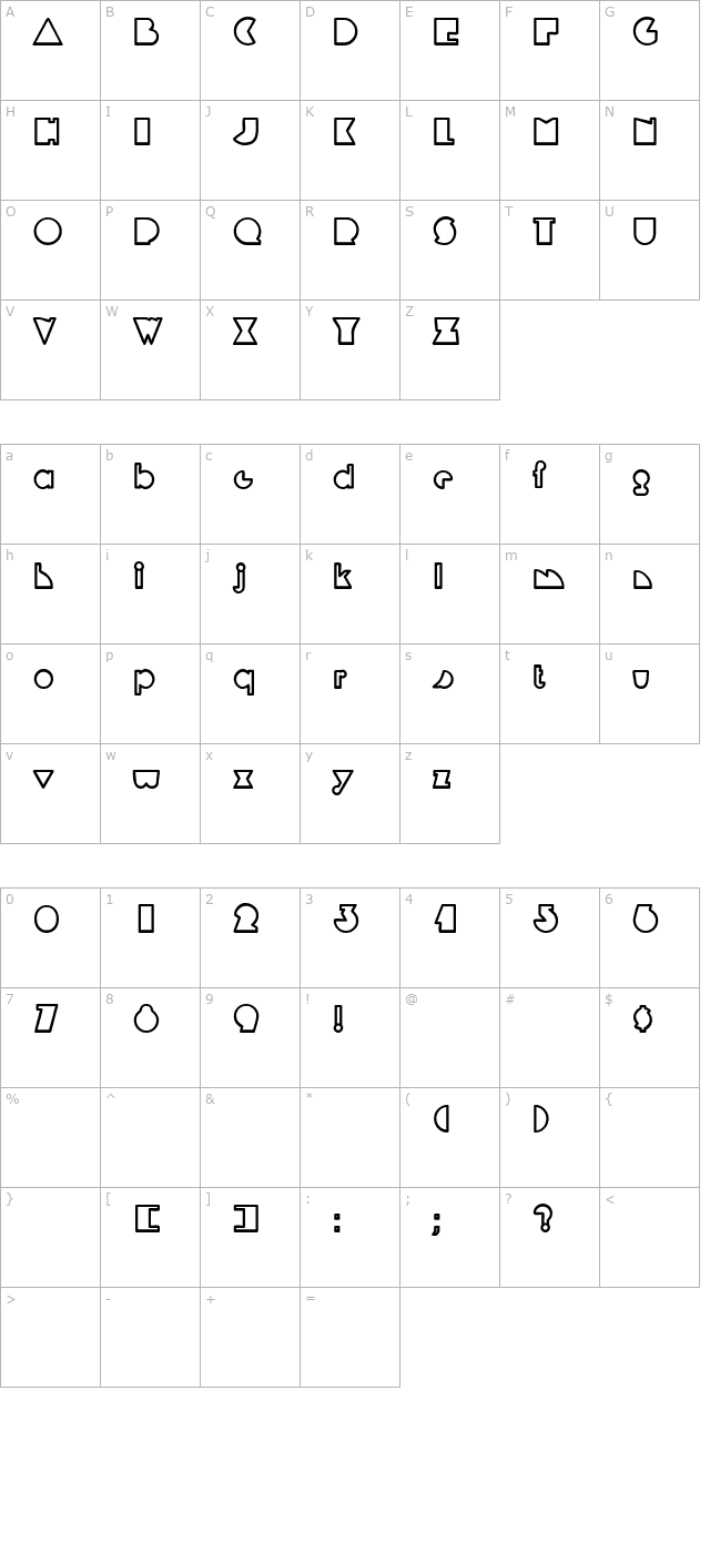 MandrelOutline Bold character map