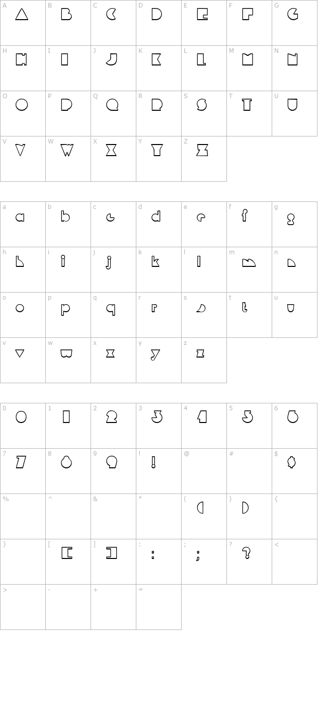 MandrelOutline character map