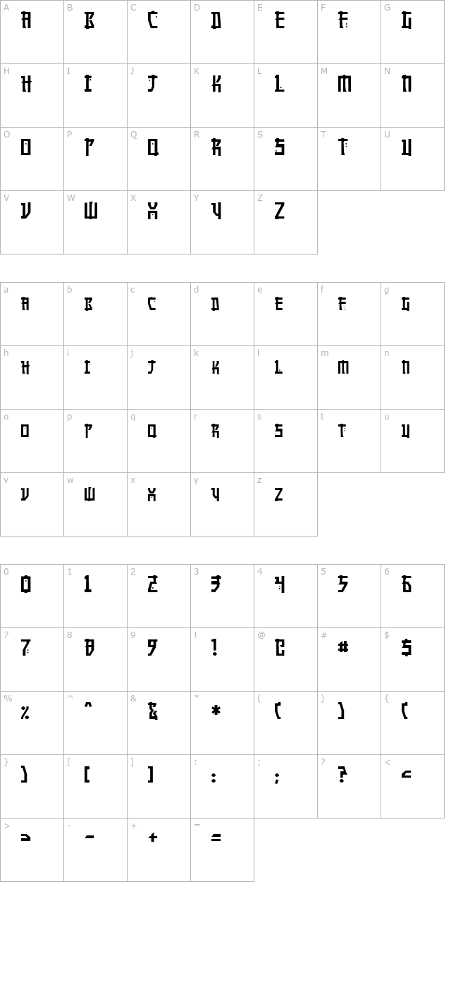 manga-normal character map