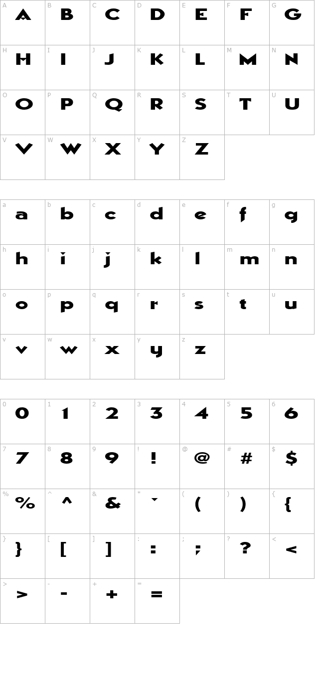 ManhattanExtended character map