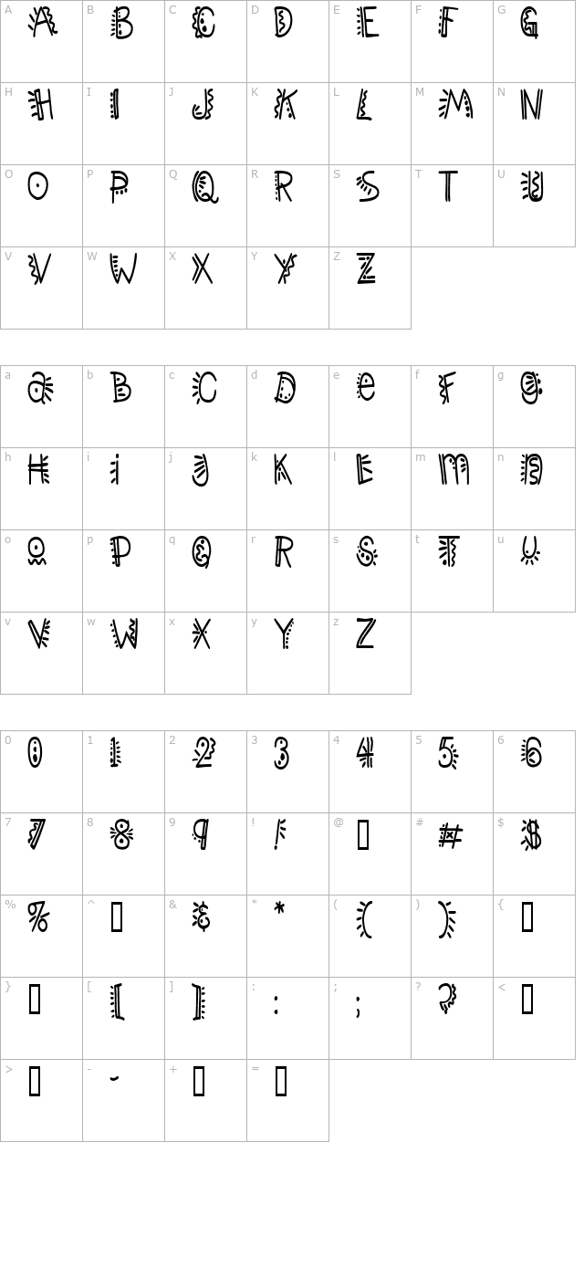 ManicPopThrillCondensed character map