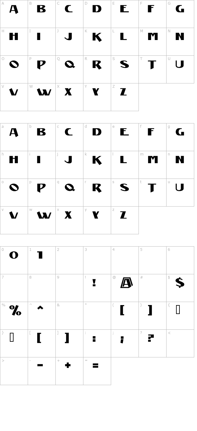 Manifest Niski character map