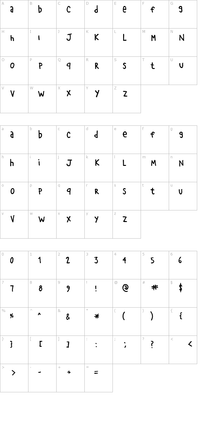 manita-bold character map