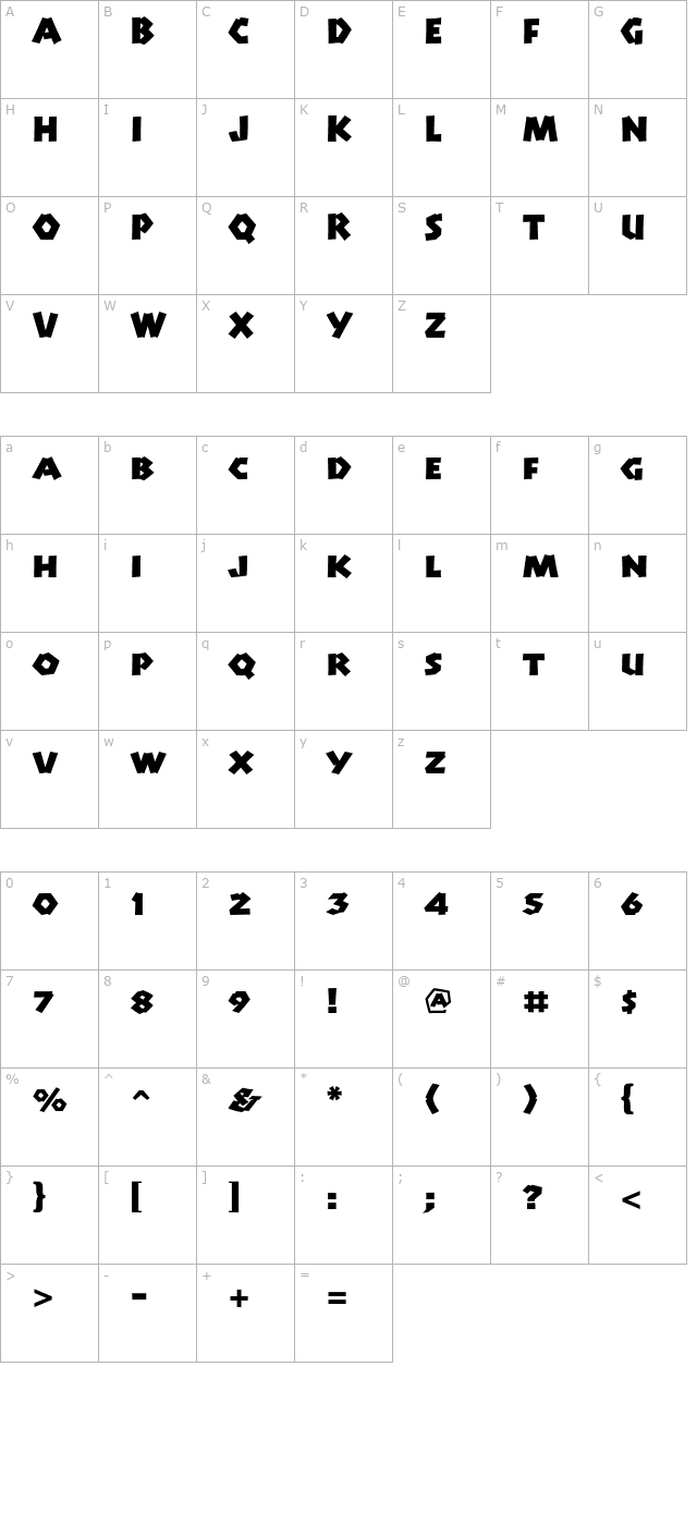 ManitoLPStd character map