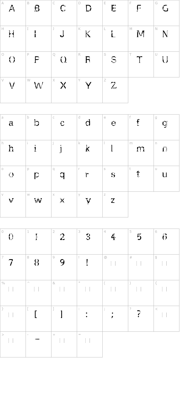 Manomessa character map