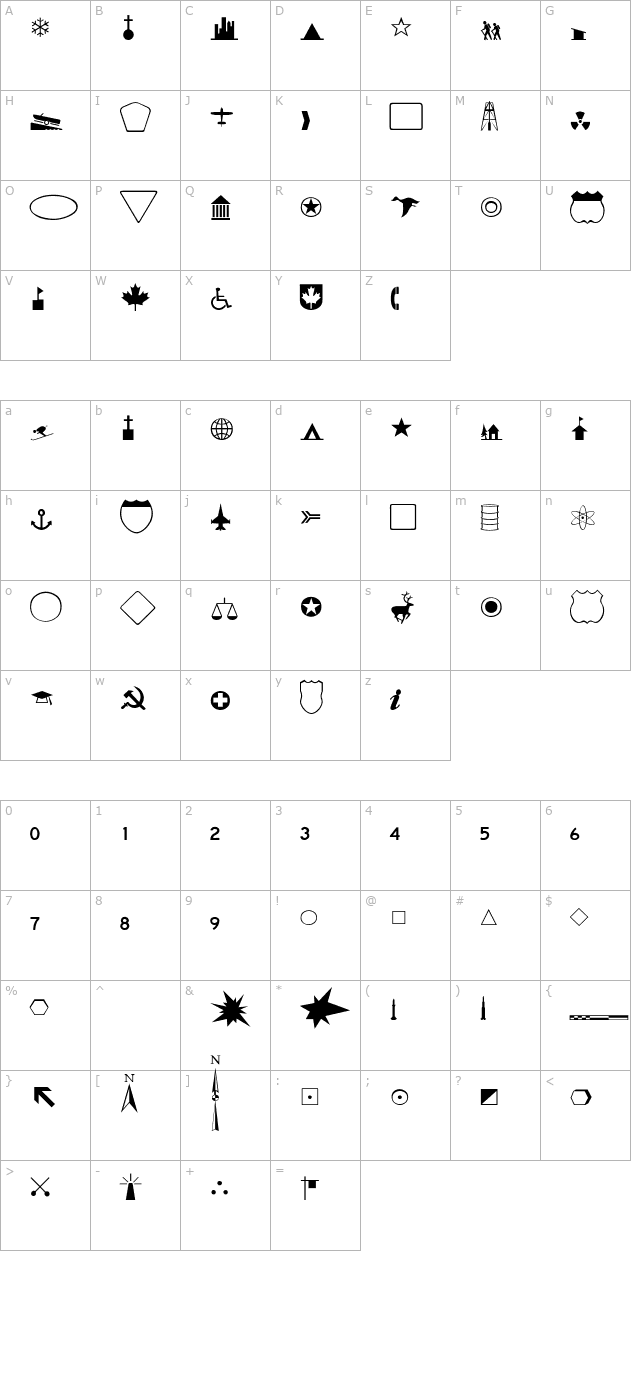 Mapmaker Thin character map