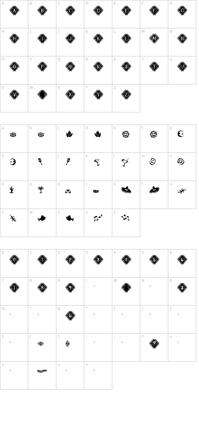 maraca-extras-regular character map