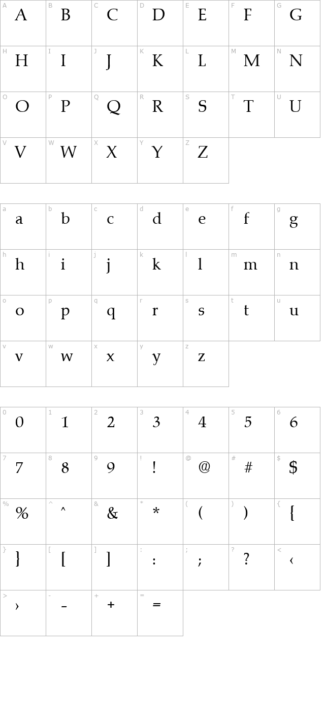 marathon-regular character map