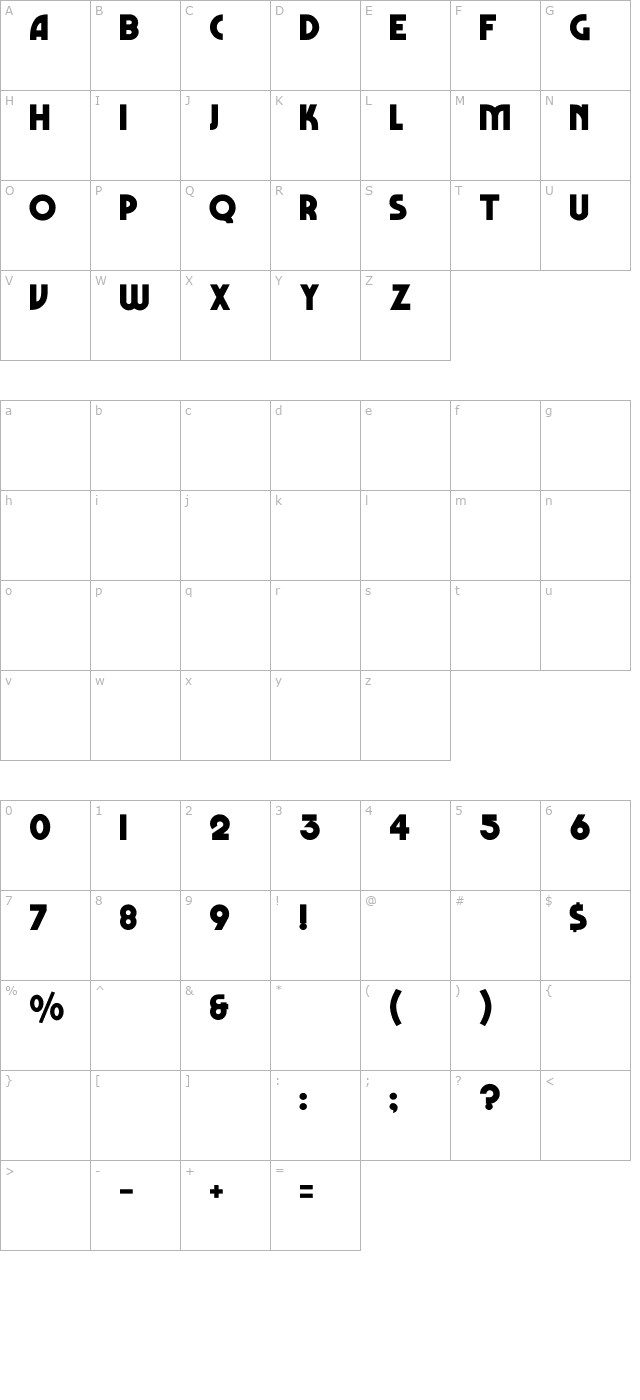 Marbolo-Normal character map