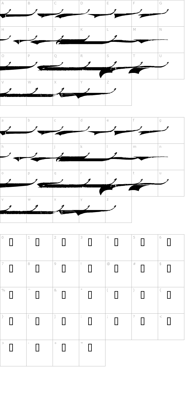 marcelle-swashes character map