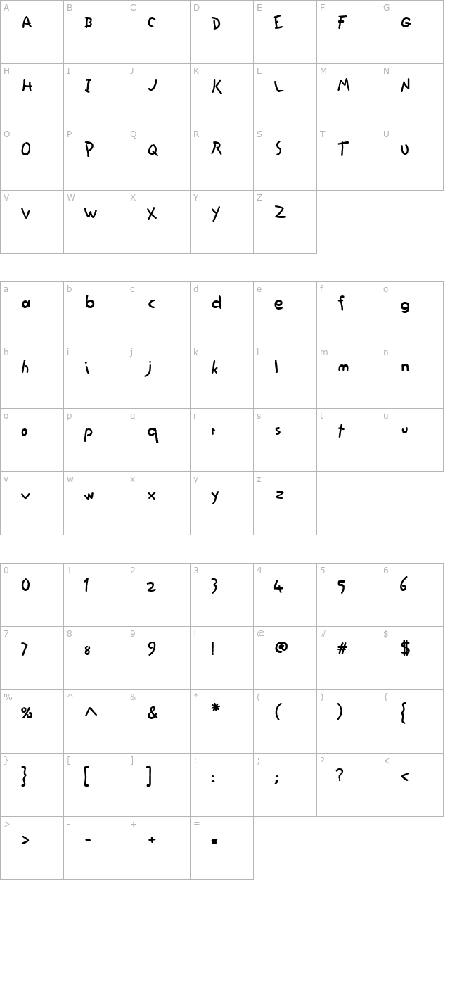 maria-regular character map