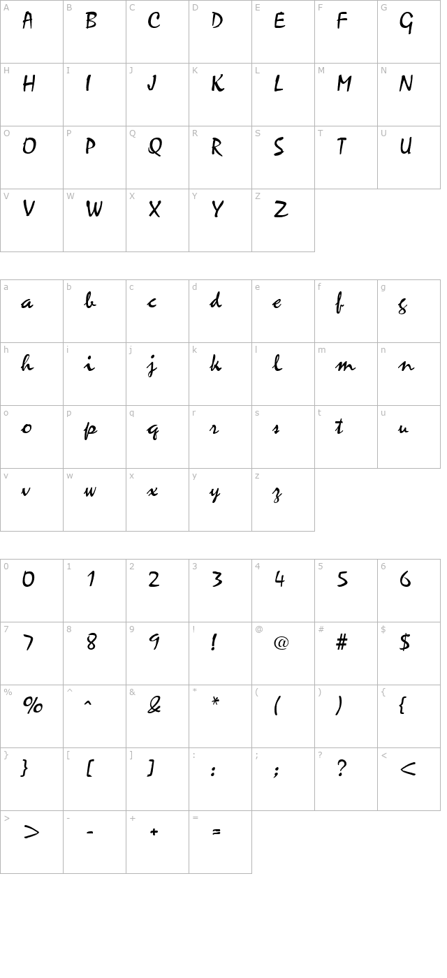 mariah-regular character map