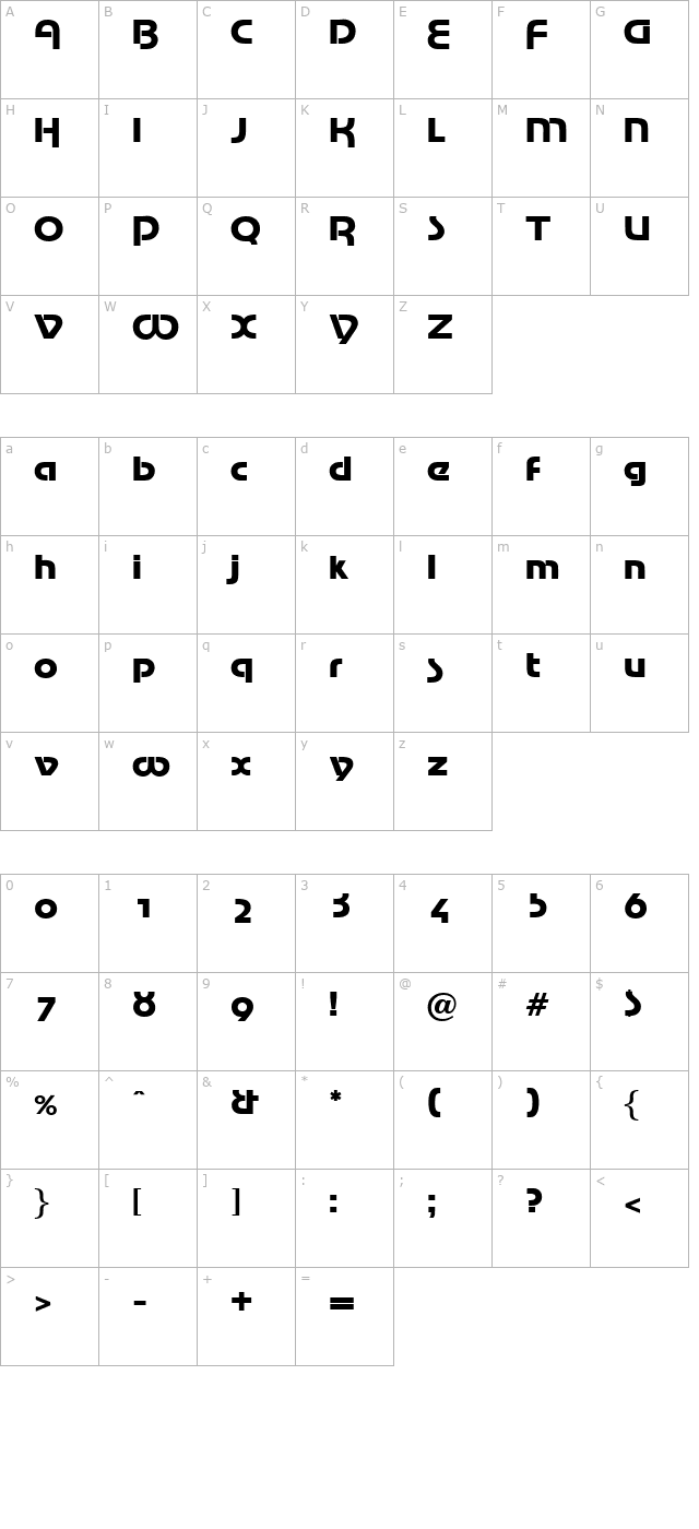 marina-regular character map