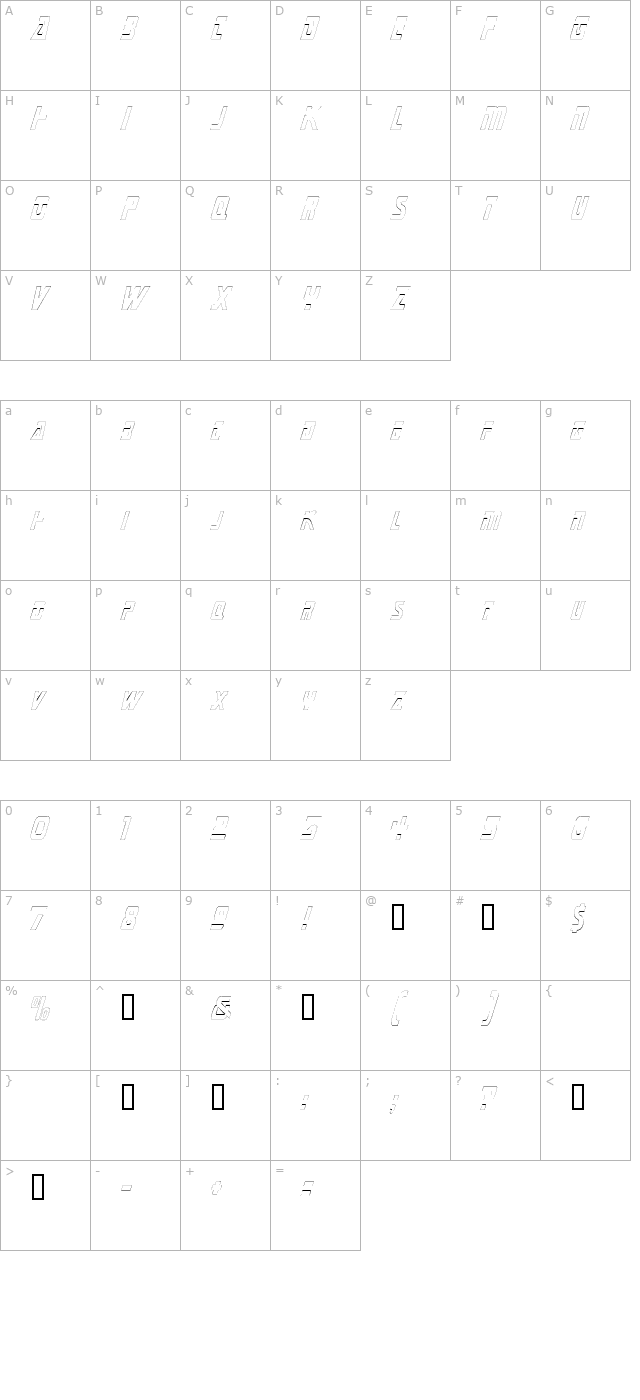 MarinerCondensedOutline character map