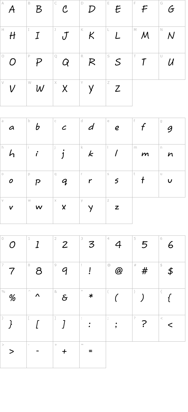 MaritaTextMediumHMK character map