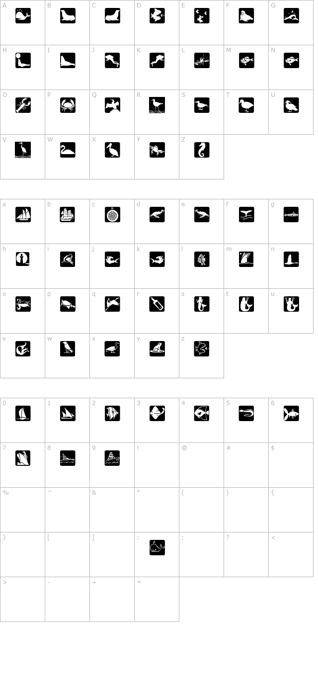 Maritime Reversed character map