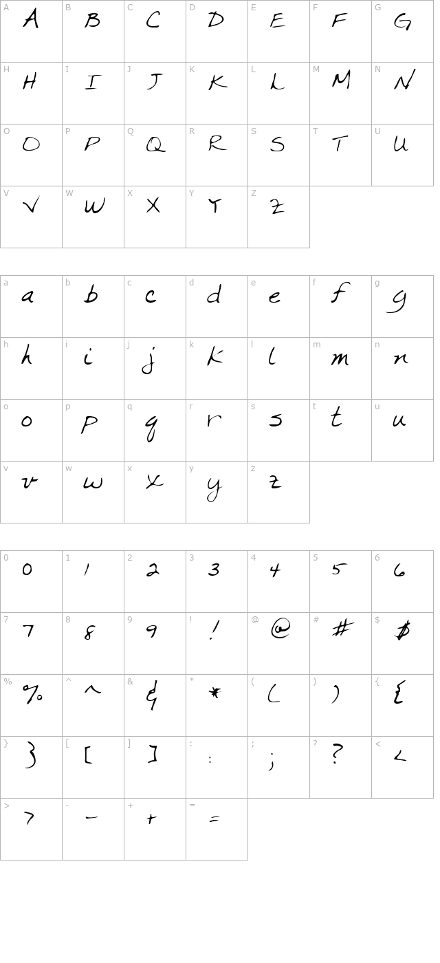 marka-regular character map