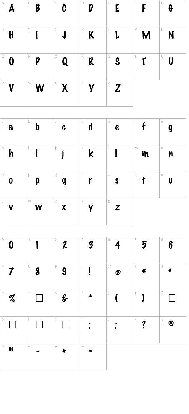 markerfeltthin-plain-regular character map