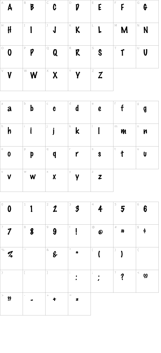 markerfeltthin-regular character map