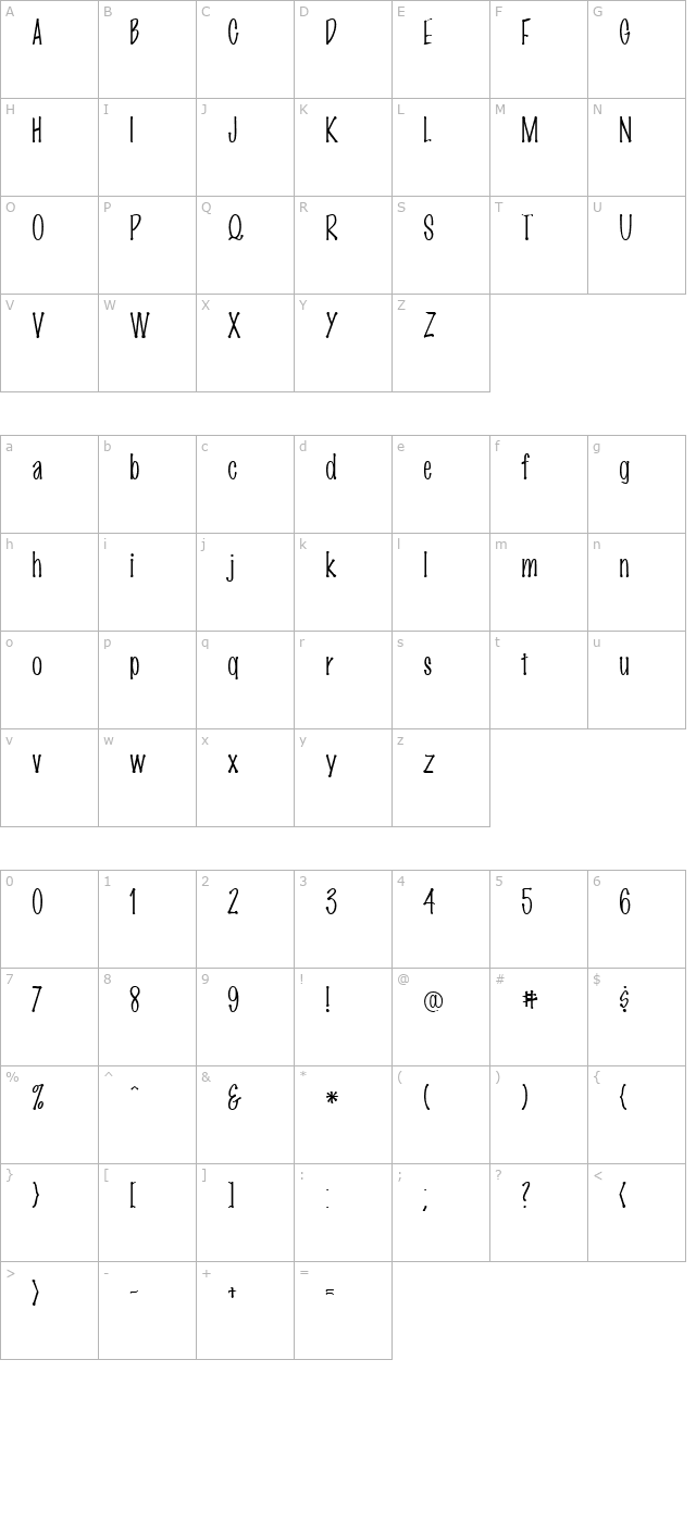marking-pen-thin character map