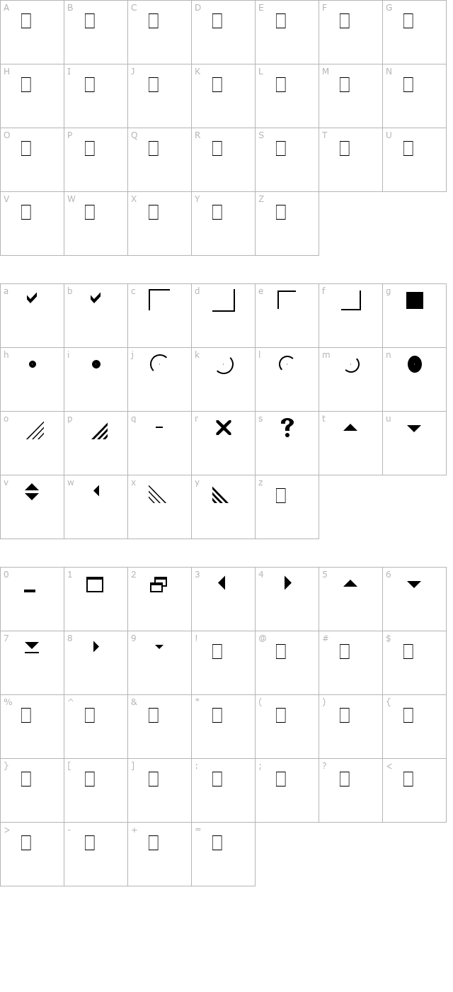 marlett character map