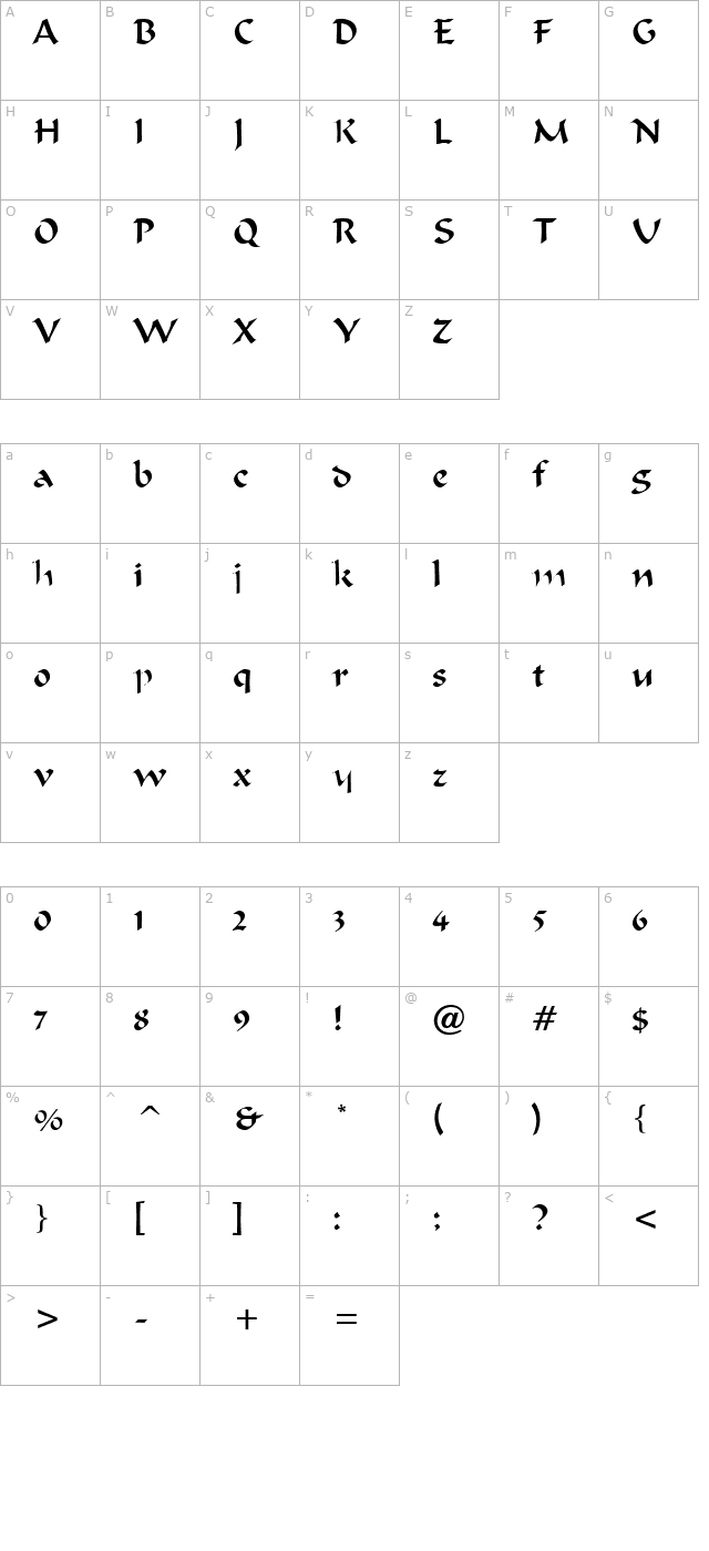 marlin-thin-bold character map