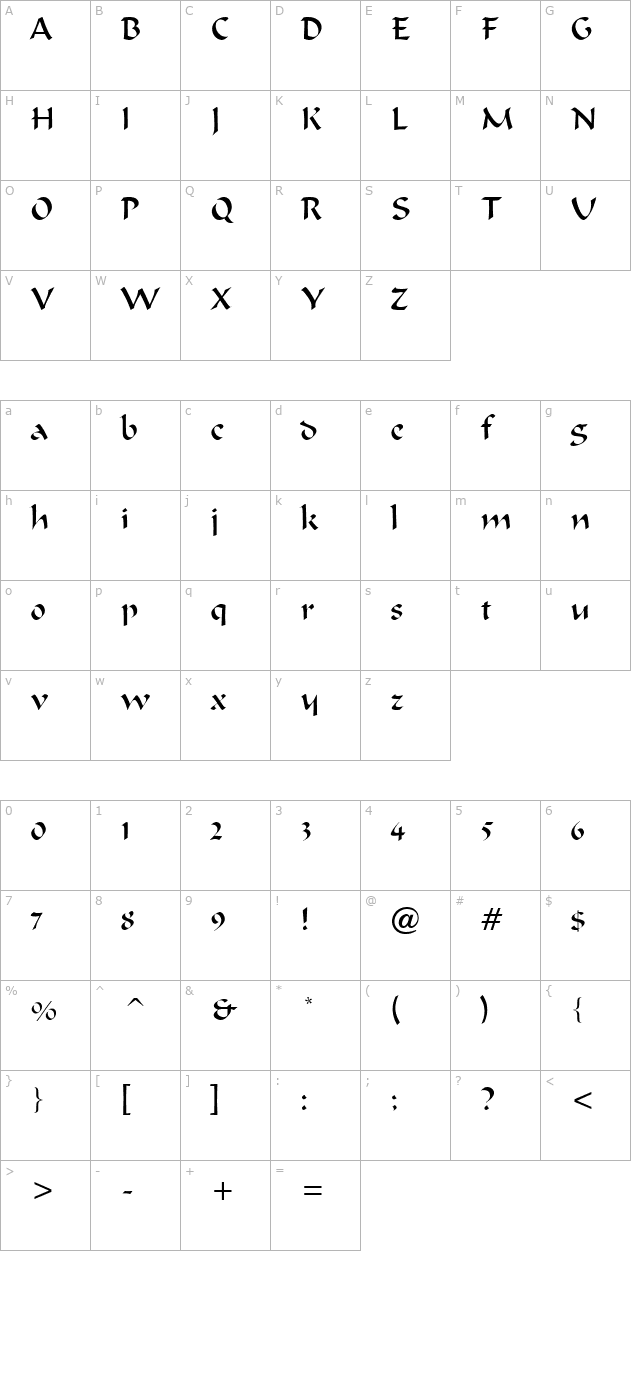 Marlin Thin Normal character map