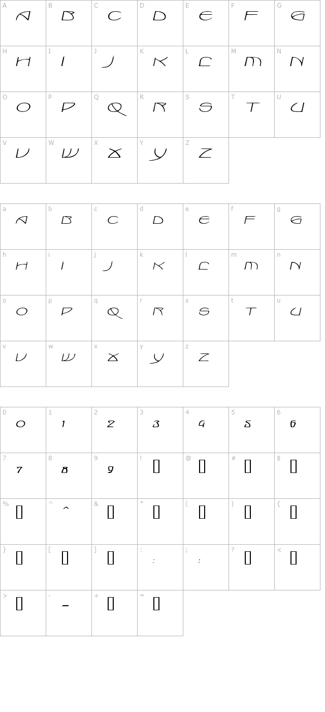 marloweextended-oblique character map