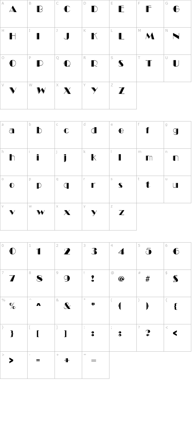 Marquee Engraved character map