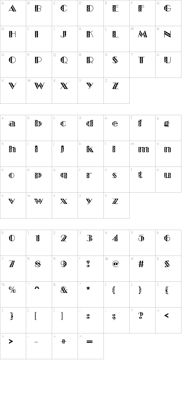 marquee-flash-regular character map