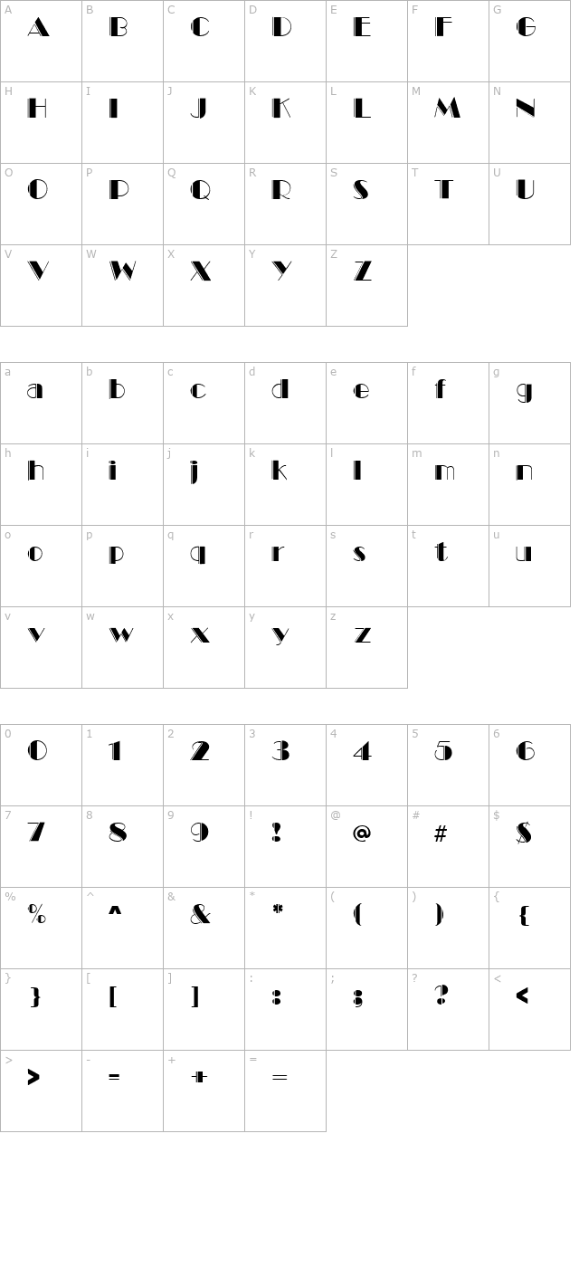 MarqueeEngraved Regular character map