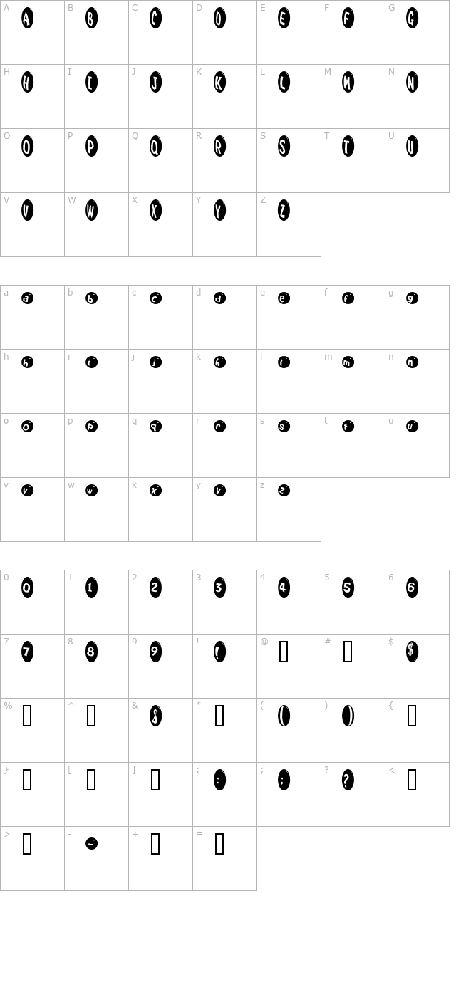 Marrididdles Medium character map