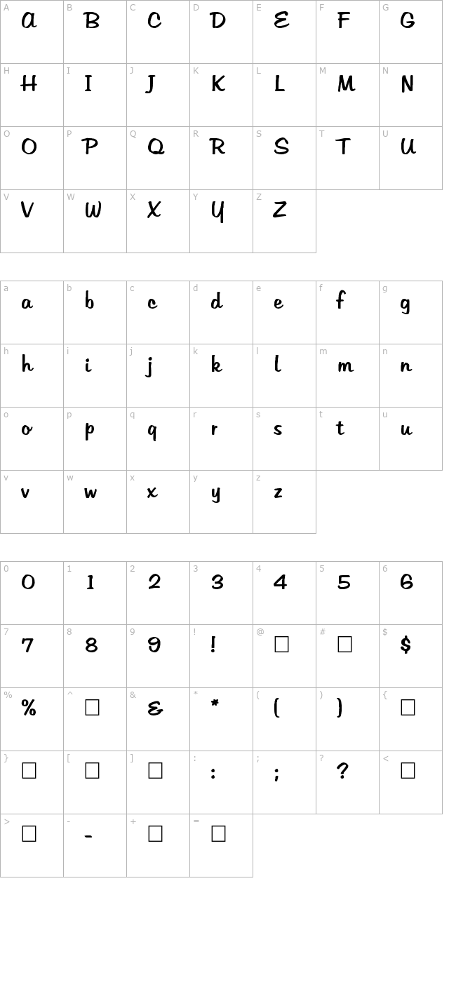 martina-regular character map