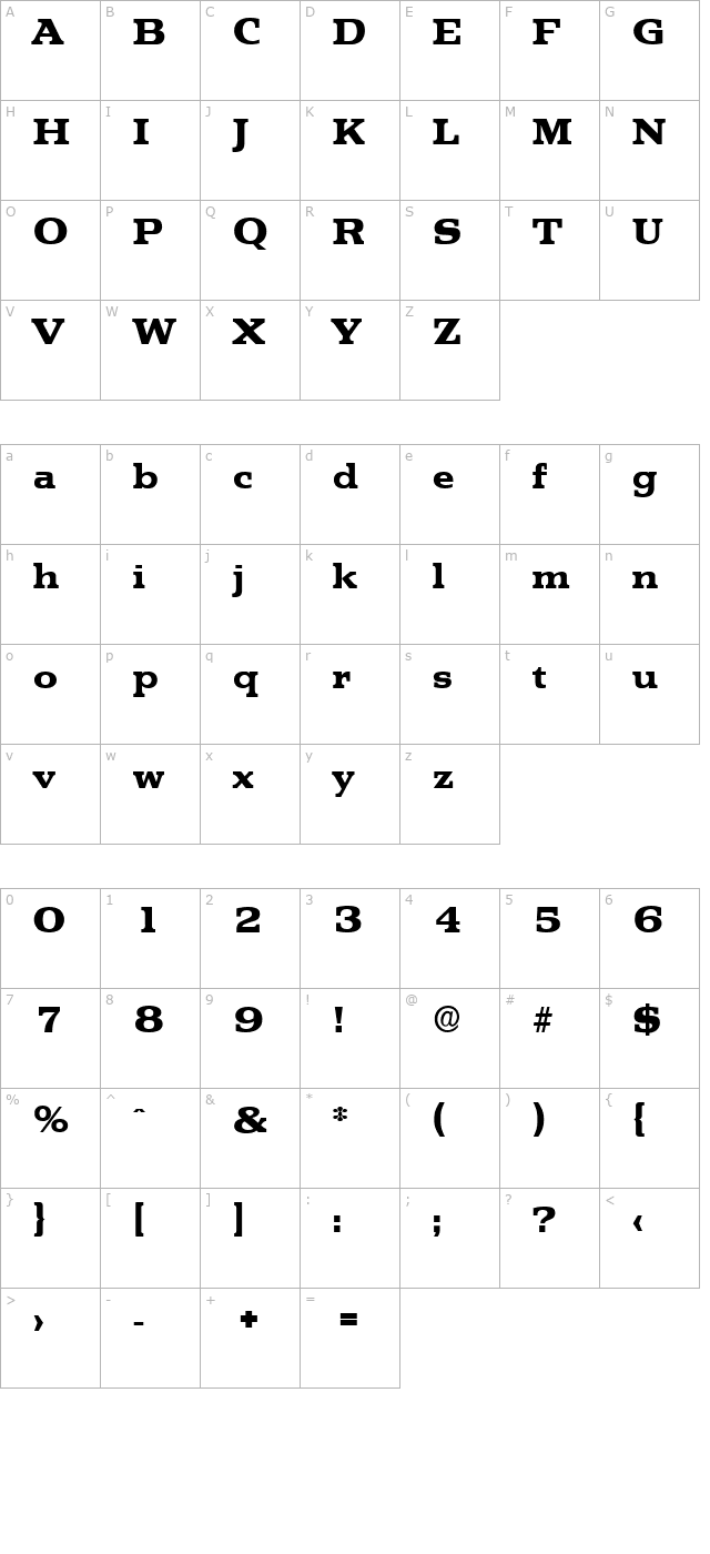 martinbecker-extrabold character map