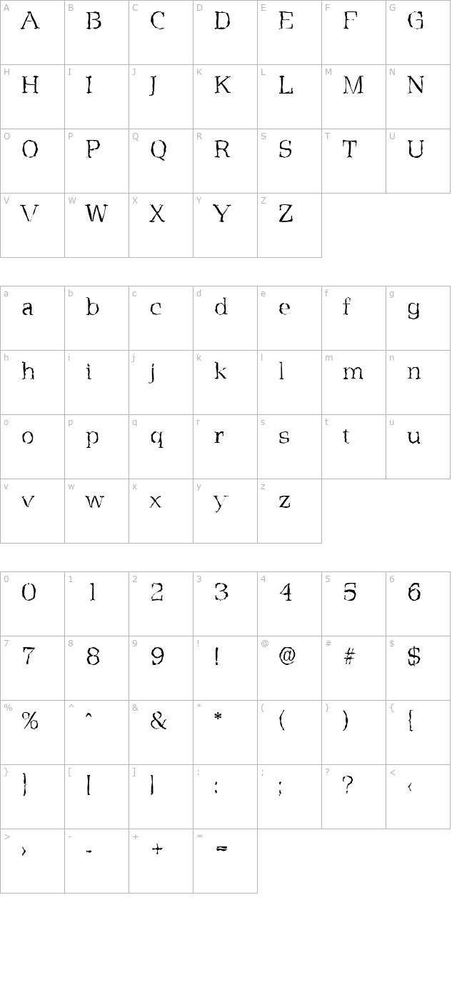 MartinBeckerRandom-Xlight-Regular character map