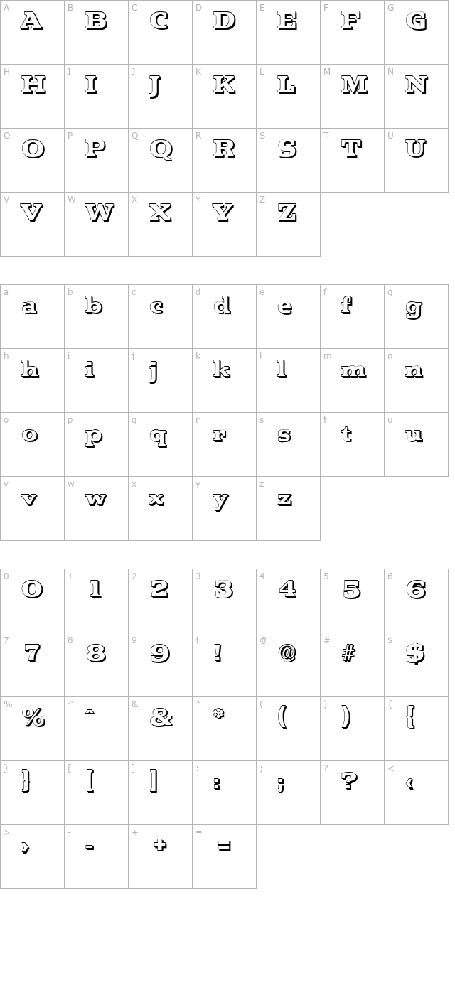 MartinBeckerShadow-ExtraBold-Regular character map