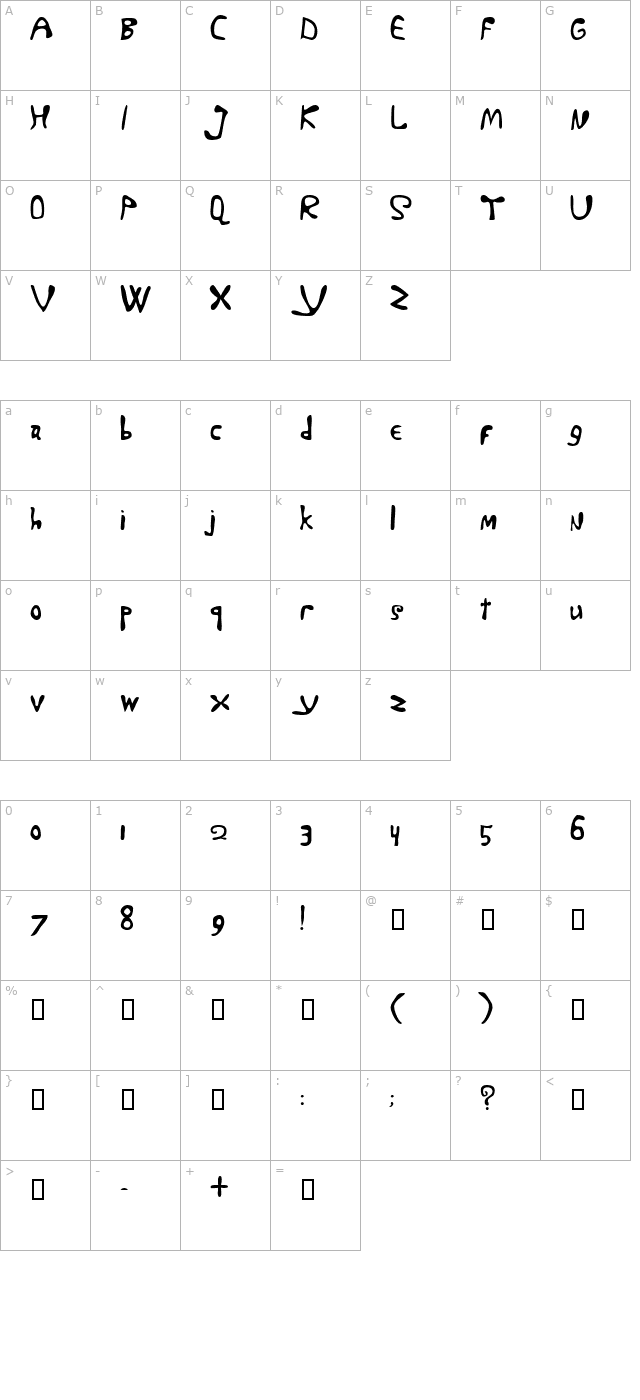 marty-bold character map