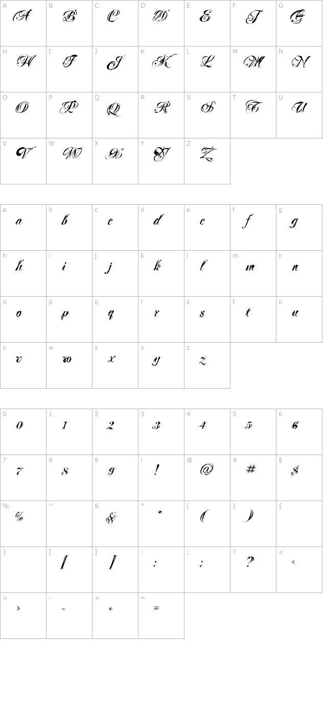 Mascara character map