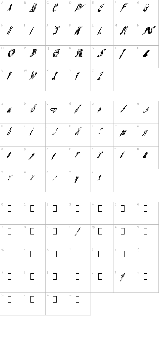 Mash Note character map