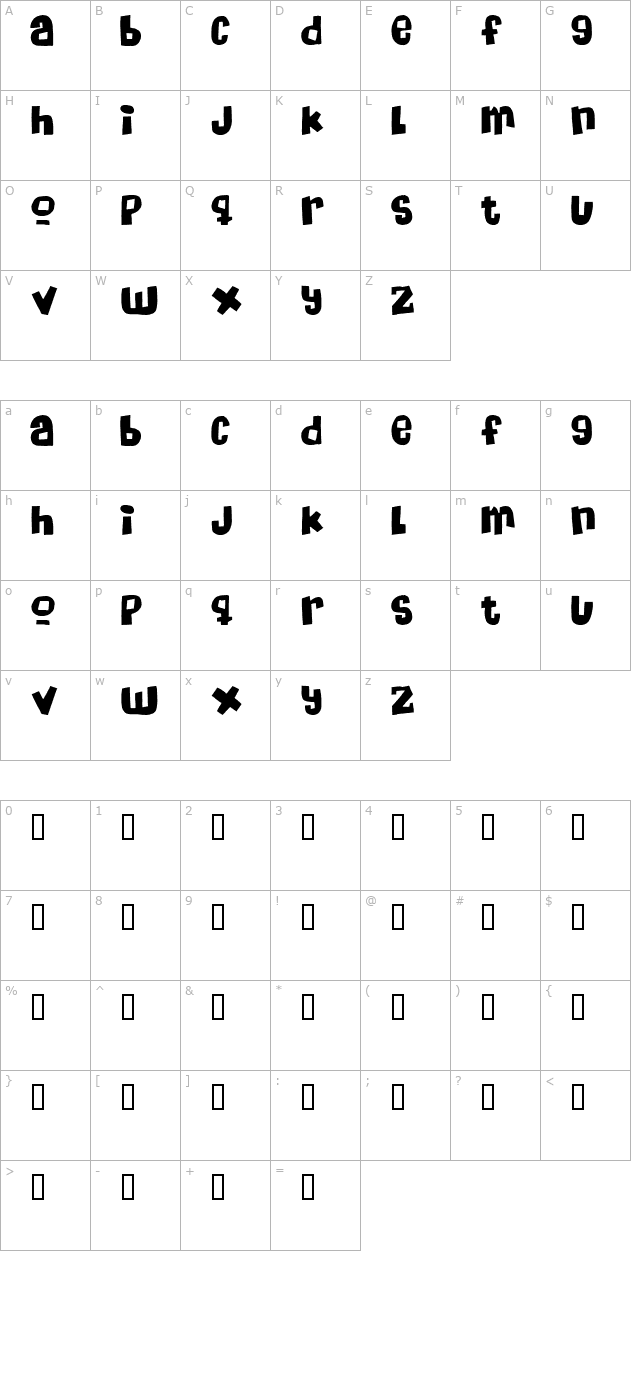 Massive Headache character map