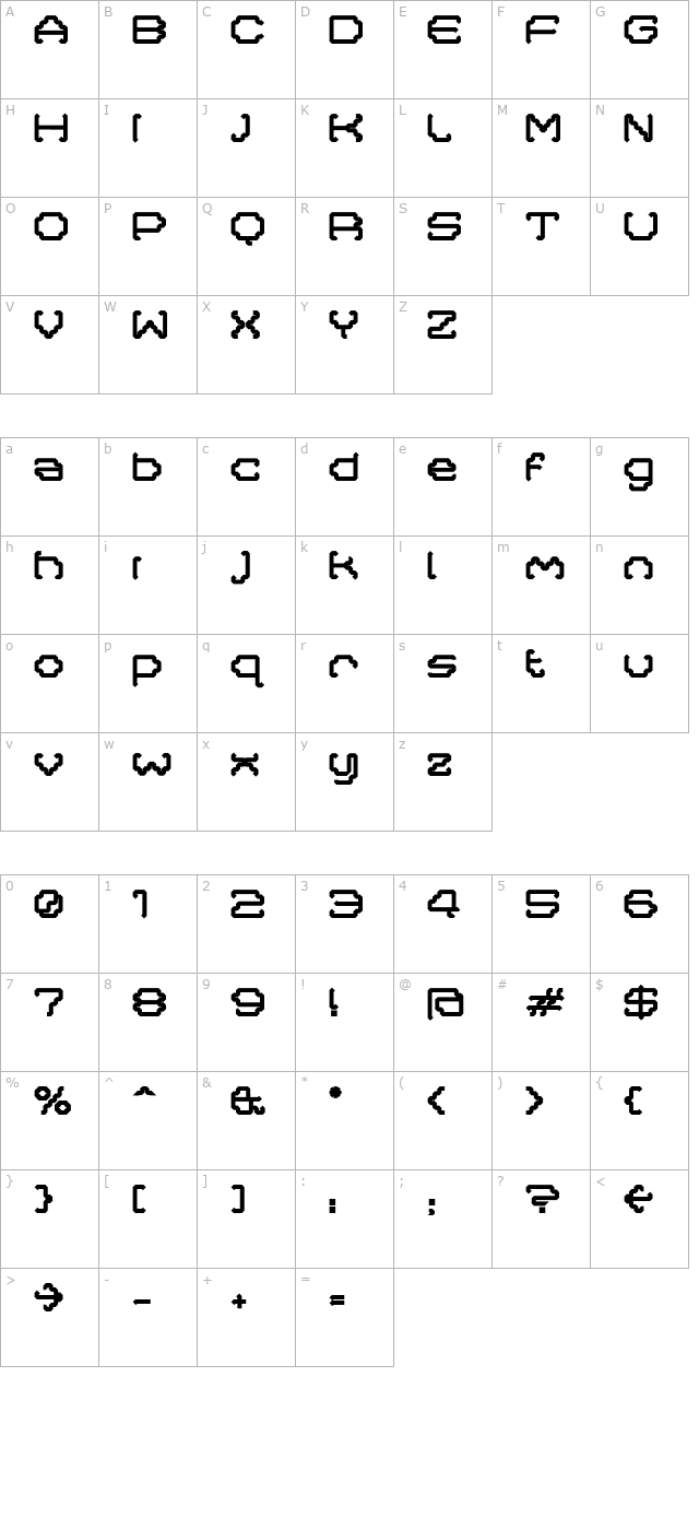 MastaBold character map