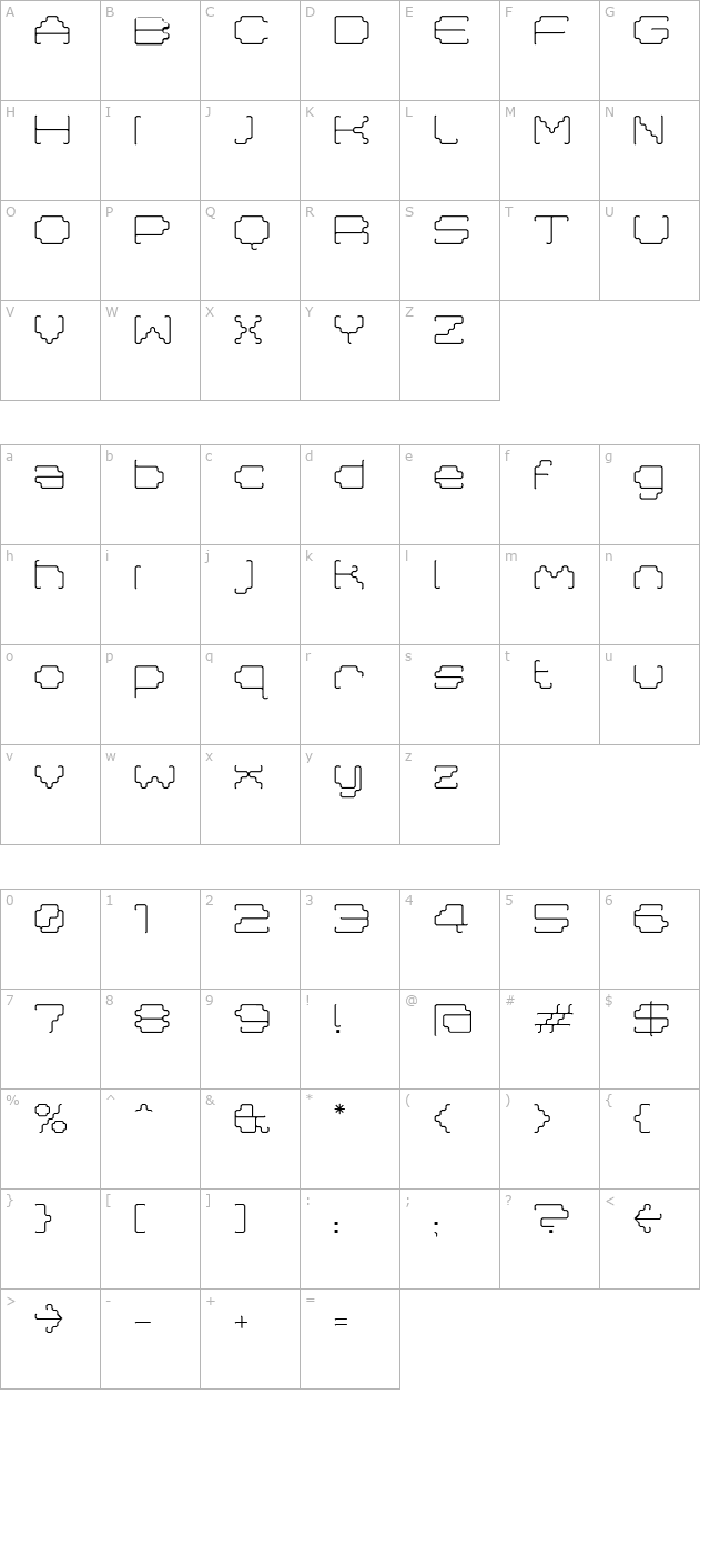 MastaLight character map